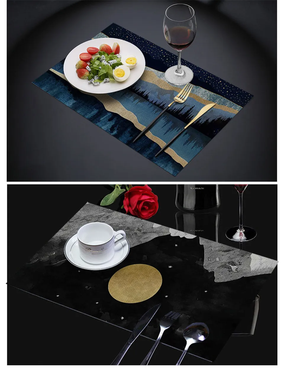 TTLIFE Printed Table Mats for Dining Table Japan Style Placemat Bowl Drink Coasters Cup Mat Kitchen Decoration Accessories