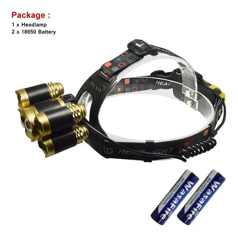 

4 Modes Zoomable Headlight 1*XM-L T6 + 4*Q5 LED Head Lamp Torch 18650 Battery Flashlight for Camping Fishing Running