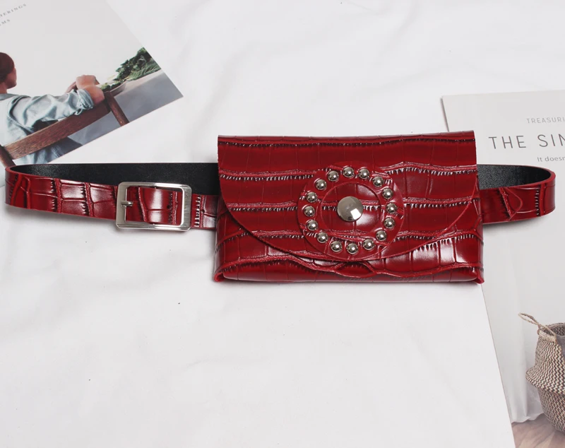 Chic Street Style Alligator Pattern Leather Women Fanny Pack Wallet Belt Waist Pouch Female PU White Waist Belt Envelop Handbags