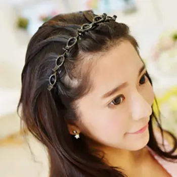 

Tooth Design Double Bangs Hairstyle Hairpin Hair Accessories Multi-layer hollow woven Resin headband With Alligator Clip
