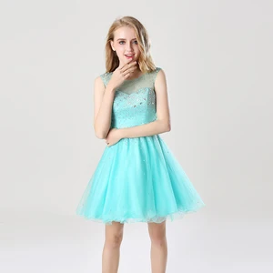 Image 3 - Модное яркое Мятное выпускное платье для девочек; Короткие блестящие платья с блестками для выпускного вечера; Изящные Вечерние платья с открытой спиной и прозрачным вырезом; AJ032