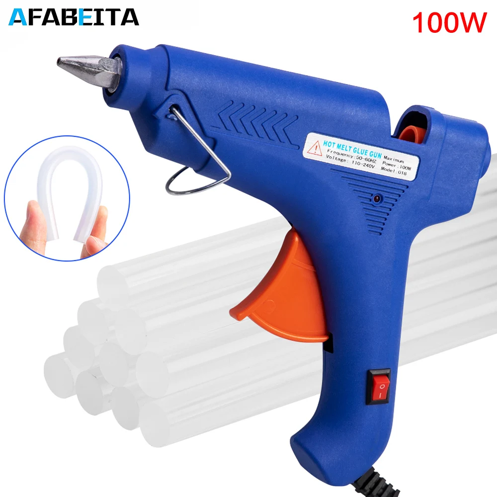 Pistola de pegamento de fusión en caliente herramienta de reparación de temperatura de calor DIY con barras de pegamento de 7mm para pegar y fijar cosas, 100W