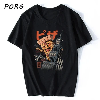

Pizza Kong Black T Shirt Men Casual Streetwear Harajuku Funny T-Shirt Camiseta Masculina Tee Shirt Homme 2020 Cotton100% O-Neck