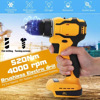 

18V 520Nm Torque 2-Speed Cordless Electric Screwdriver Impact Drill Rechargeable Wireless Power Driver DC Lithium-Ion Battery
