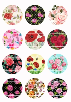 

Handmade Colorful picture FLOWER Round Glass Cabochons Refrigerator magnet for Necklace Decoration and Phone Chain Accessaries13