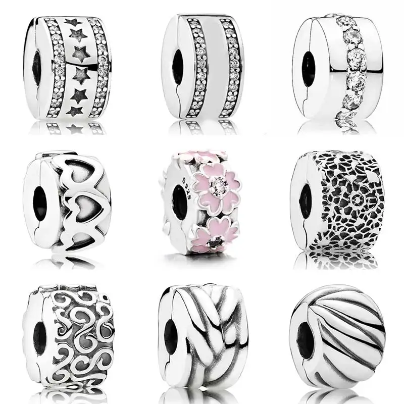 

Heart Starry Formation Shining Path Logo Spacer Clip Stopper Bead Fit Pandora Bracelet 925 Sterling Silver Charm Jewelry