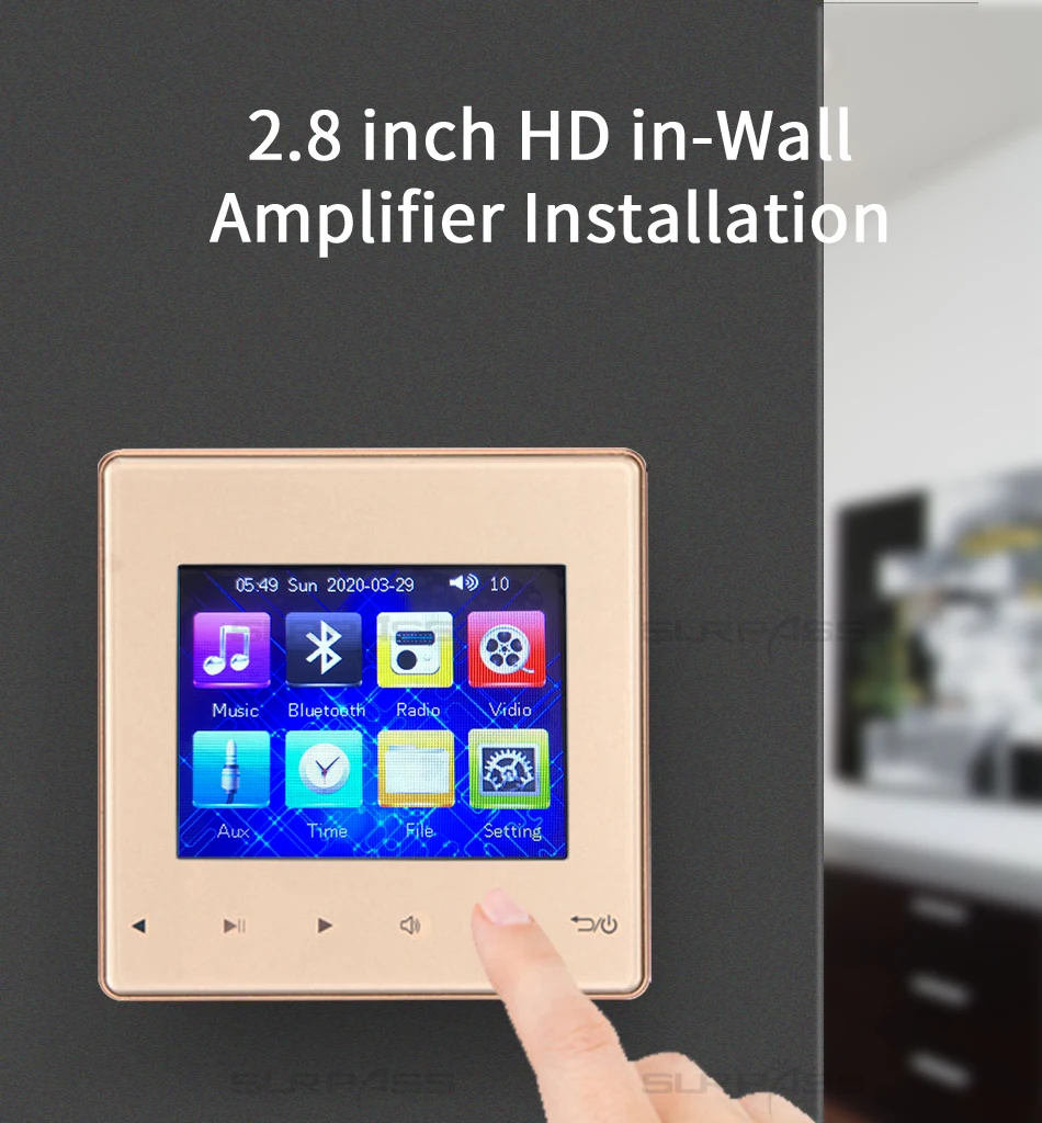 Smart Home 3.5 Inch HD Screen Wall Amplifier Audio System 3 Inch Dustproof Coxial Ceiling Speaker Player Set with FM/TF Card/USB