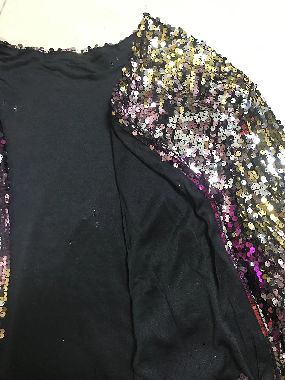 Женские куртки с блестками размера плюс 4XL 5XL, рукав три четверти, открытая строчка, Сексуальные клубные вечерние Ночная куртка, топы, женская уличная одежда