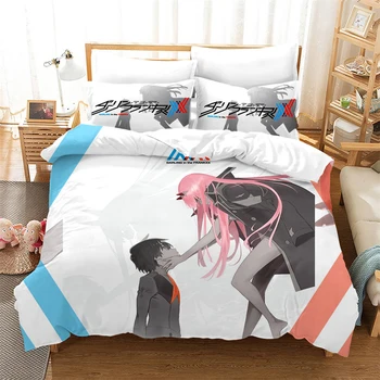

DARLING in the FRANXX Anime Bed Set Duvet Covers Set Cartoon Comforter Bedding Sets Bedclothes Bed Linen (No Sheet) 02