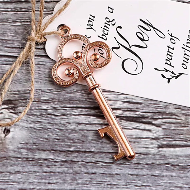 50 Pcs Key Opener for Wedding Bottle Opener with Tag Silver Gold Wedding Souvenir Decor Gift Party Favor Supplies