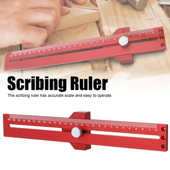 

Home T-type Scribing Ruler Metric Aluminium Alloy Gauge Drawing DIY Vertical Woodworking 45 Degree Angle Carpenter Mark Line
