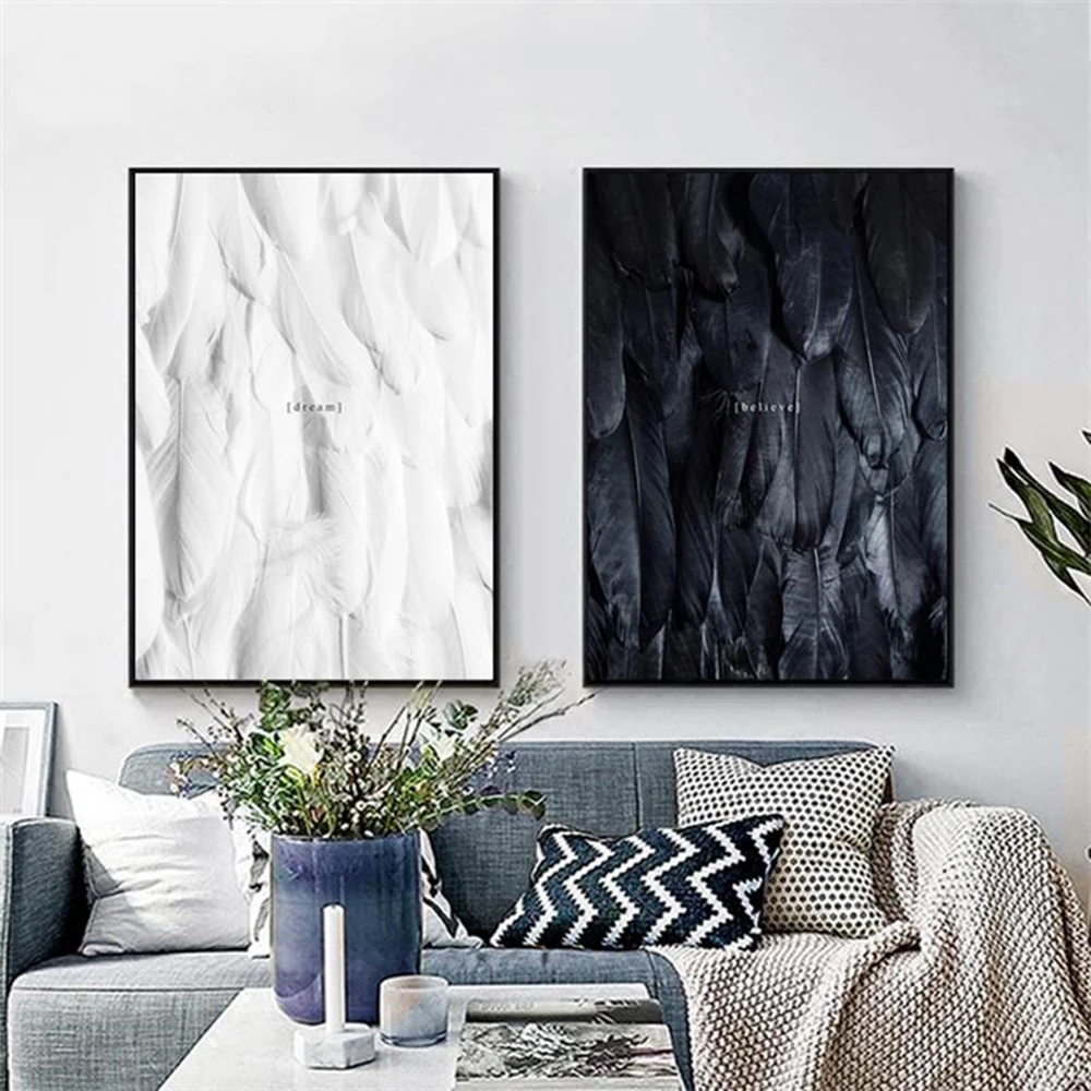 

Angel And Fallen Angel Feather Art Poster Decorated Living Room Decorated Room