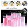 100pcs/Pack Resealable Zip Lock Bags Self Seal Clear Plastic Poly Bag Food Storage Package Reclosable Fresh Bag