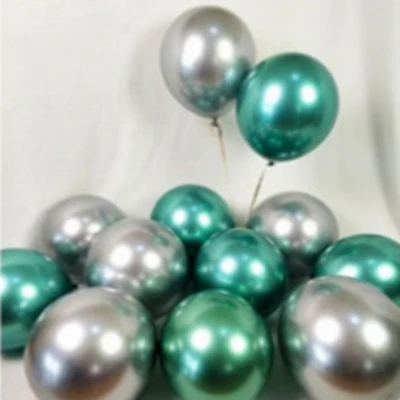 Silver and green 10 шт./лот металлические шары золотистый, серебристый, металлический на день рождения воздушные шары с хромовым сплавом латексные воздушные шары для свадьбы вечеринки украшение шары JL0117 - Цвет: Silver and green