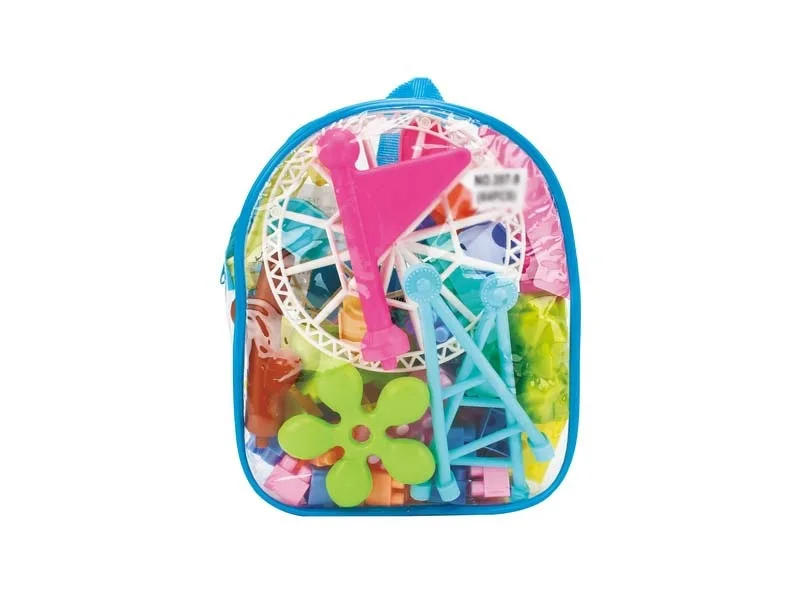 

Stall Hot Selling Backpack Building Blocks Castle Educational Toy DIY Fight Inserted Windmill Children Early Education Building