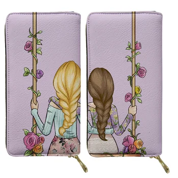 

ELVISWORDS Best Friend Forever BFF Pattern Woman Long PU Leather Wallet Brand Design Female Purse Fashion Ladies Coin Cash Bags
