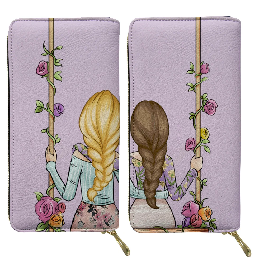 ELVISWORDS Женский Длинный кошелек из искусственной кожи с рисунком Best Friend Forever BFF