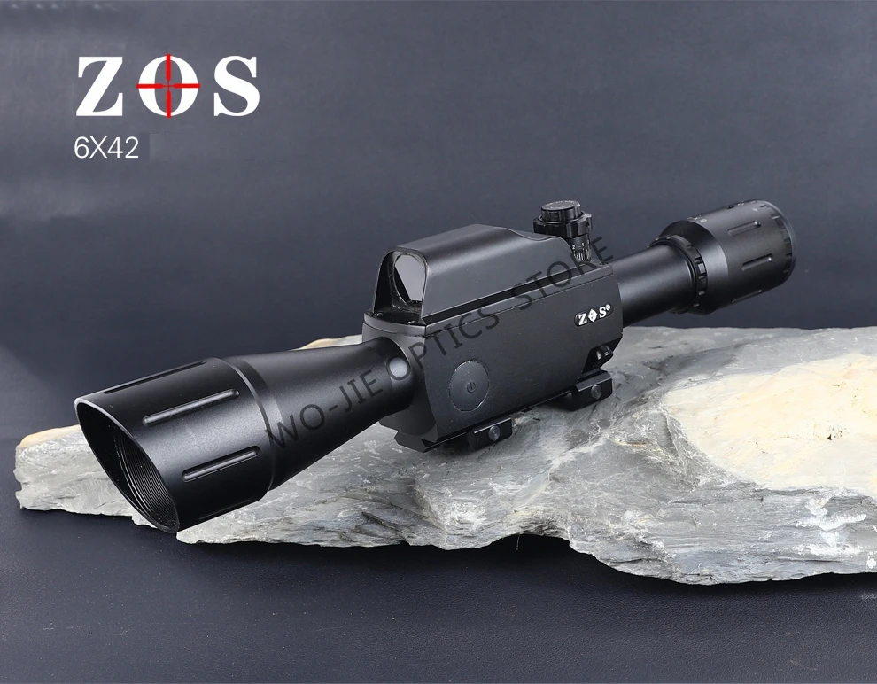 ZOS 6X42 Military Tactical Rifle Scope 30mm Tube Measure Distance Hunting Scope Optics Riflescope