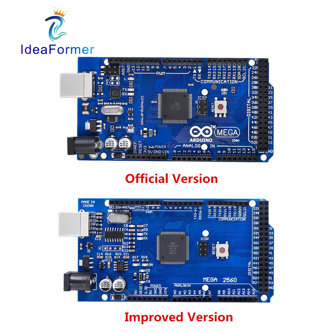 Официальная версия платы Mega 2560 R3 REV3 ATmega2560 16AU/CH340G или улучшенная с USB кабелем