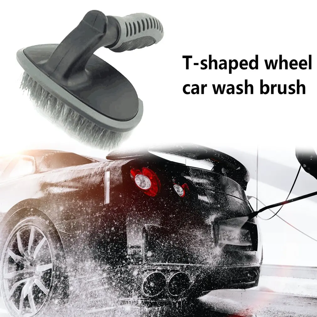 T Shape Wheel Hub Cleaning Brush Car Wash Vehicle Steel Ring Brush