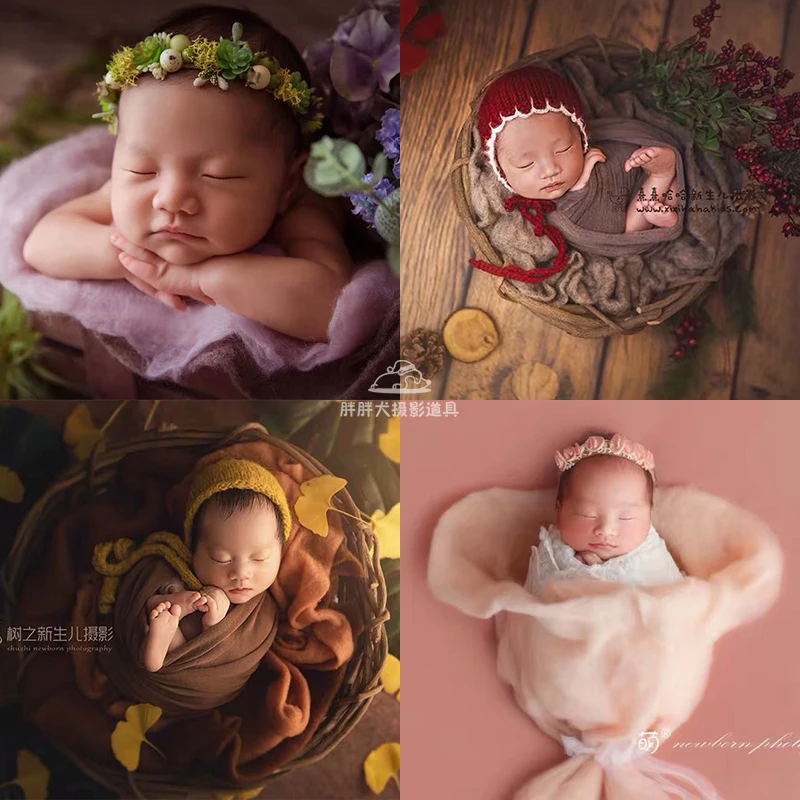 50*100 см шерстяное одеяло для фотосессии, тонкие обертки для новорожденных, одеяло, аксессуары для фотосессии, различные цвета