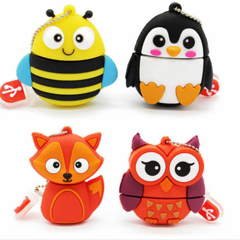 Флэш-накопитель usb в стиле милый мультяшный Пингвин сова лиса 4 ГБ 8 16 32 64 Гб 128