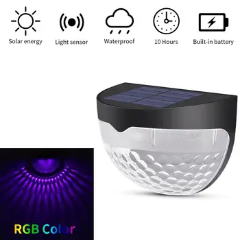 

2PCS LED Solar Light Waterproof RGB Solar Light Sensor Fence Lamps Wall Light Outdoor Garden Patio Fence Lamp Fast Delivery