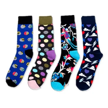 

Design Men Sock Men's Standard Socks Dot Flowers Unisex Colorful Casual High Sox Adult Cotton Soft Trendy Spring Autumn Sokken