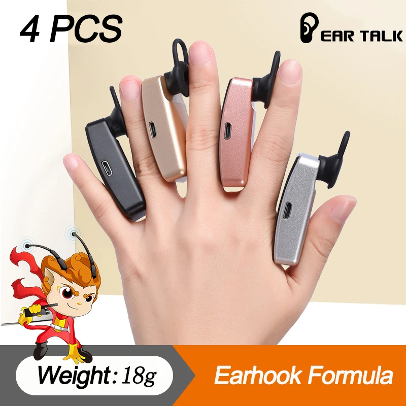 4PCS Mini Ear-Hanging Walkie Talkie 400-470MHz Two Way Radio Transceiver USB Powered 16 Channels Woki Toki Hotel talkie-walkie