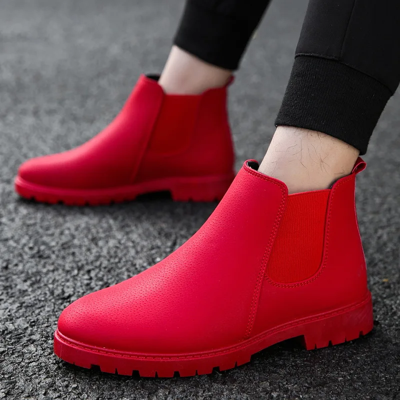 

Retro Fashion Leisure Men Motorcycle Boots Ankle Round Toe Platform Lace up Boots Low Winter Casual Outdoor Working Shoes