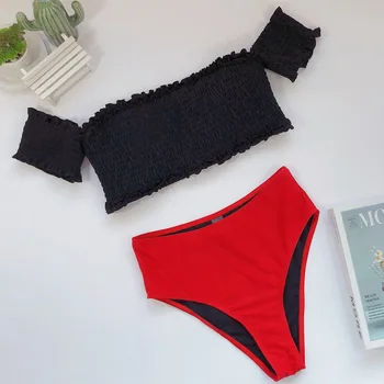 

Bikini Women Foldable Knitting Fabric Two Piece Bathing Suit