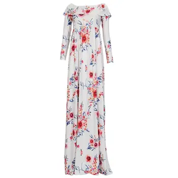 

Pregnant Women Sexy off shoulder Floral Printed Maternity Photography Dress NEW Fashion long sleeve Clothes Pregnancy Dresses
