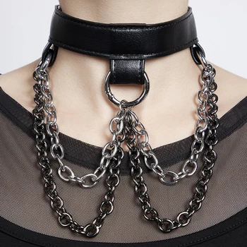 

NCLAGEN Punk Black Choker Collar Metal Chain O Round PU Gothic Clubwear Chokers Women Streetwear Fashion Harajuku Goth Cool Lady
