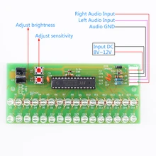 DC 5 в 12 В синий светодиодный модуль голосового датчика аудио спектра дисплей двухканальный вход