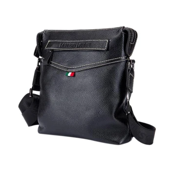 

LAOSHIZI Cow Leather Messenger Bag Men Handbag Chest Crossbody Shoulder Bag Business