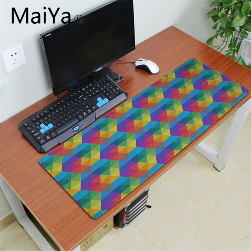 Lock Edge 30x80cm MaiYa красочный треугольный узор геометрический Коврик для мыши большая акция большой игровой коврик для мыши клавиатуры коврик - Цвет: Lock Edge 30x80cm