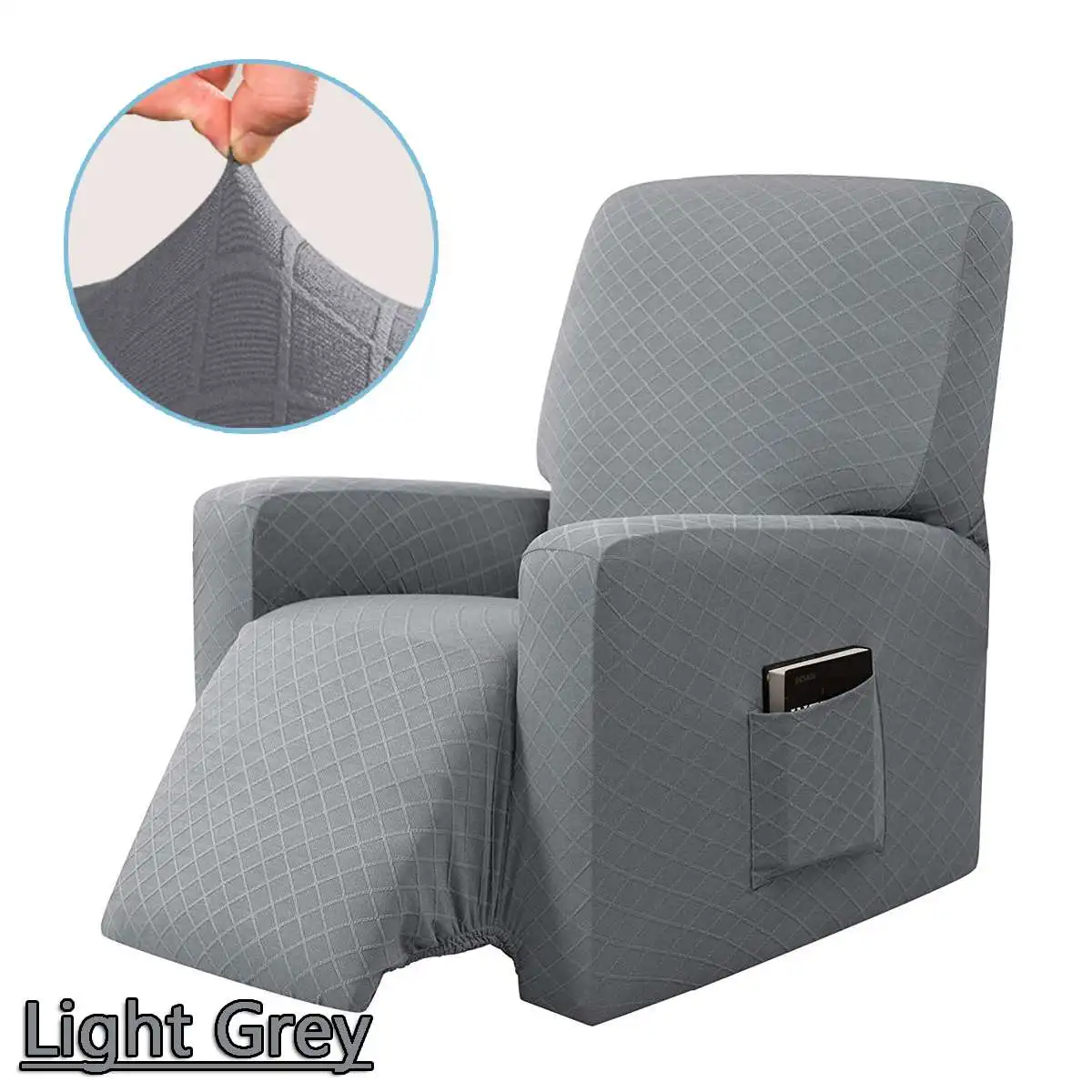 light grey Эластичный чехол для дивана нескользящий Съемный и моющийся Электрический чехол для кресла - Цвет: light grey