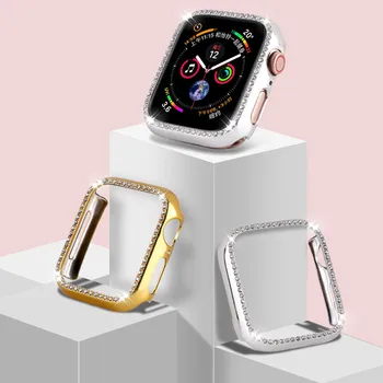 

Metal Diamond Protective Case for Apple Watch Screen Protector Series 4 3 2 1 Case 38mm 42mm 40mm 44mm iWatch Case Cover Women