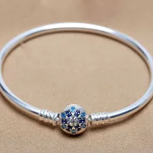 Кристаллизованный Снежинка застежка змея цепочка браслет на запястье подходит бусины из стерлингового серебра 925 Шарм браслет Diy Европа ювелирные изделия