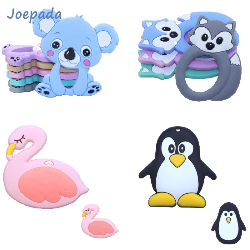 Silicone Teething-Toys Joepada Baby Animal-Koala Fox Raccoon 1pc Penguin for DIY Necklace