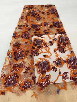 

High Quality French Mesh Lace Fabric Sequins African Dry Lace Fabric For Party Nigerian Sewing Dress Lace Fabrics