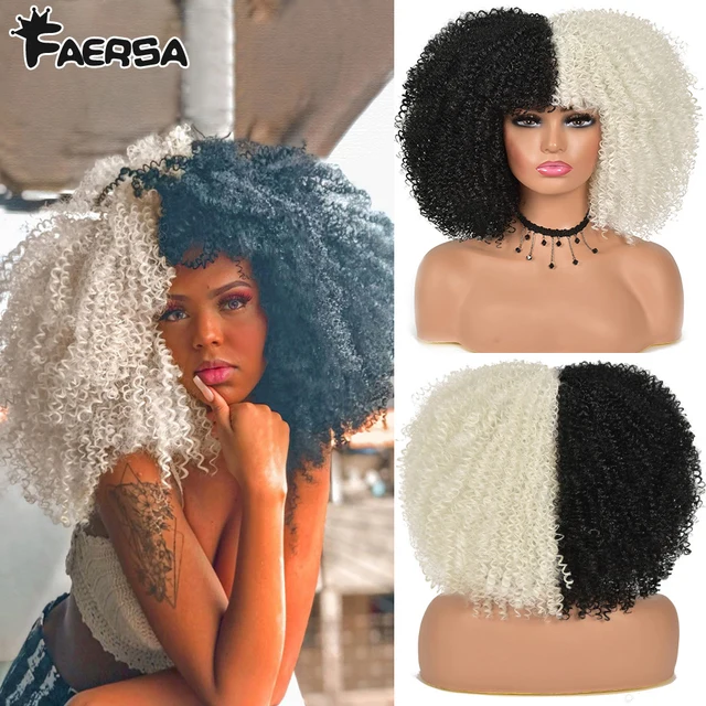 Short Hair Afro Kinky Curly Wig For Black Women Cosplay Blonde Synthetic Natural Red Wigs African Ombre Glueless HighTemperature BlackWhite