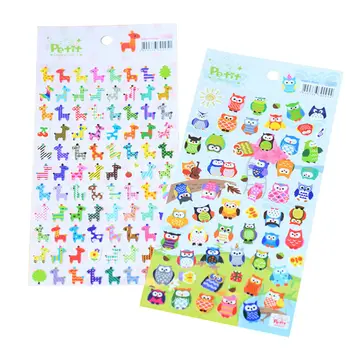

1pc Bubble Stickers 3D Cartoon Giraffe Owl Animals Classic Toys Scrapbook For Kids Children Gift Reward Sticker