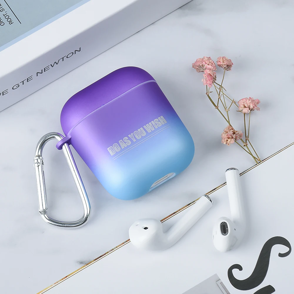 Беспроводной Bluetooth градиентный чехол для наушников Apple AirPods тонкий жесткий чехол для зарядки чехол для наушников Защитный чехол