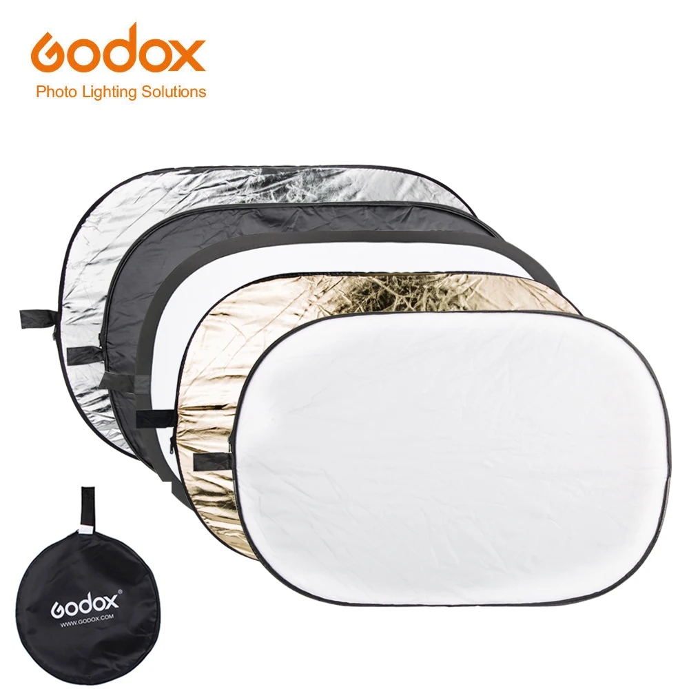 

Godox 5 in 1 one 100*150CM Background Board Round Rectangle Reflector Collapsible Lighting Diffuser Disc Black Silver Gold White