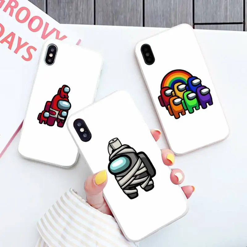 

Among Us Game design coque shell cover capa Phone Case Candy Color for iPhone 6 7 8 11 12 s mini pro X XS XR MAX Plus