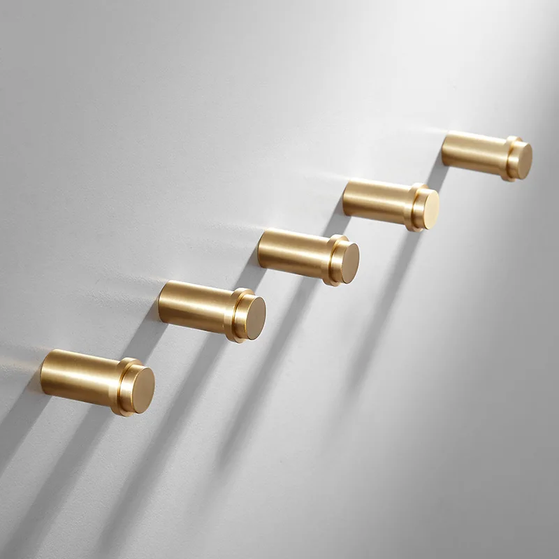 Brushed brass hook clothes hook wall hook brass bathroom accessories clothes hanger door hook WJ11011 - Color: 5PCS