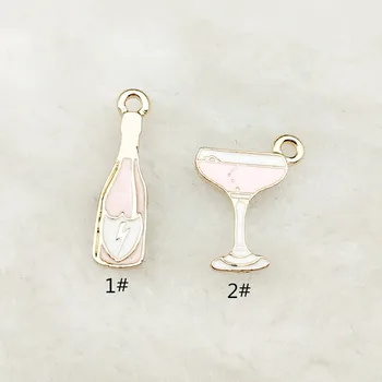 

10pcs enamel wine bottle and wine cup charm jewelry accessories earring pendant bracelet necklace charms zinc alloy metal