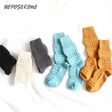 Новые зимние модные теплые забавные носки для студенток повседневные хлопковые простые однотонные женские носки до голени Skarpetki