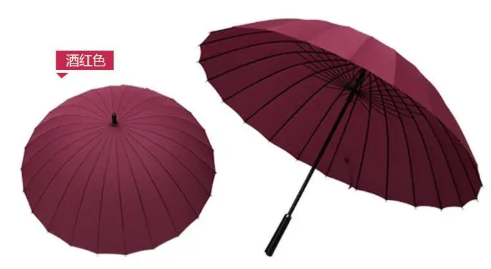wine red 24 кости зонтик Мужской Женский Мужской чувство безопасности Гольф большой зонтик длинная ручка ветрозащитный большой - Цвет: wine red